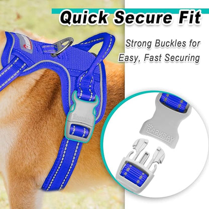 BARKBAY Dog Harness No Pull Mesh for Medium Dogs - Adjustable, Reflective, Comfortable, No Choke, Heavy-Duty - Perfect for Outdoor Training, Walking, and Hiking-Strong&Durable- M & Sapphire Blue Mesh