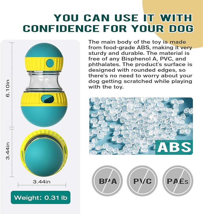 BSISUERM Dog Puzzle Toy Adjustable Treat Dispensing Ball Food Dispenser Tough Slow Feeder Puppy Enrichment Training Toy Pet Interactive Chase Toys for Small Medium Large Dogs to Keep Them Busy, Green