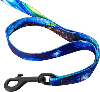 Wolfgang Heavy Duty Dog Leash, Pull-Tested for Walking & Training, StarryWolf Print, Dual Handle Large