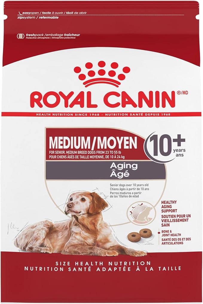 Royal Canin Size Health Nutrition Medium Aging 10+ Senior Dry Dog Food, 30 lb Bag