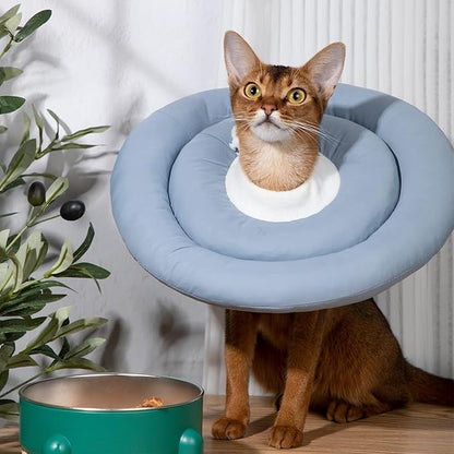 GAGABODY Dog Cones for Small Dogs & Cats, Comfortable Adjustable Soft Dog Cone Alternative After Surgery, Elizabethan Donut Collar, Blue, Cotton & Synthetic Fabric