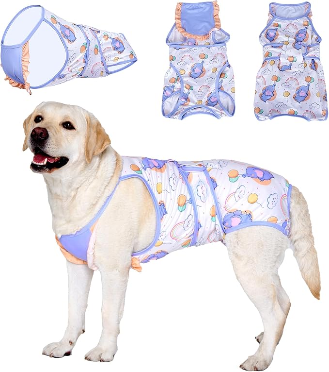 LovinPet Dog Recovery Suit for Large Medium Dogs - Dog's Bodysuit Wound Protective Surgical for Abdominal Wounds After Surgery Anti-Licking Dog Onesies,Elephant,Yellow,XL
