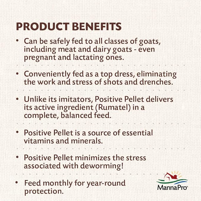 Manna Pro Positive Pellet Medicated Goat Dewormer, 25-Pounds