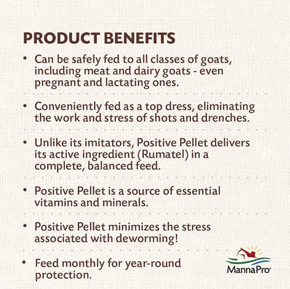 Manna Pro Positive Pellet Medicated Goat Dewormer, 25-Pounds