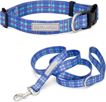 Lucky Love Dog - Adjustable Dog Collar and Leash Set with Easy Click Buckle for Small Dogs, Durable, & Comfortable Collar for Male & Female Dogs, Puppies & Adult Ones - Scotty Combo, XS
