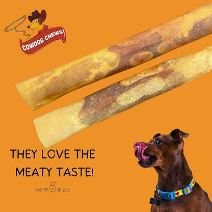 Cowdog Chews Rawhide Gourmet Meaty Rolls 7-8" (20 Count) – Premium Dog Treats with Savory Beef Filling, Long-Lasting Chew for Aggressive Chewers, High-Protein, Natural Ingredients