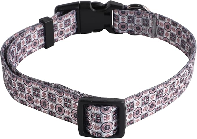 QQPETS Adjustable Soft Dog Collar: Print Flower Pink Multicolor Cute Patterns for XS Small Medium Large Pet Girl Boy Puppy Walking Running Training