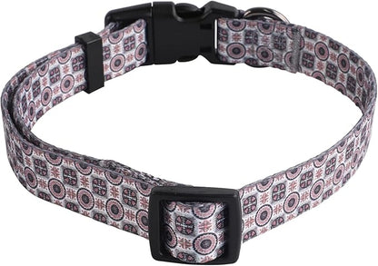 QQPETS Adjustable Soft Dog Collar: Print Flower Pink Multicolor Cute Patterns for XS Small Medium Large Pet Girl Boy Puppy Walking Running Training