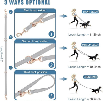 Soft Leather Dog Collar and Leash (6.6') Set - Stylish Rose Gold Heavy Duty Metal Buckle, 4 Adjustable Lengths Leash for Small Medium Large Dogs - Comfortable & Easy to Clean Grey S(12.2"-16.9")