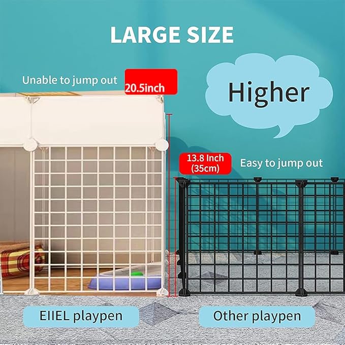 Dog Playpen Indoor with Door, DIY Puppy Play Pen Portable Metal Wire Yard Fence Small Animal Exercise Cage for Big-Sized Dog (White(Big