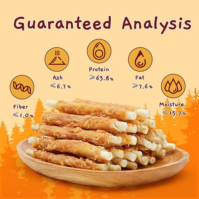 Jungle Calling Dog Treats, Chicken Wrapped Rawhide Sticks for Dogs, Grain-Free Natural Small Dogs Training Treats, Pet Chew Snacks,10.6 oz