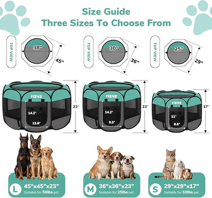 Dog Cat Playpen, Portable Puppy Pet Crate Indoor for Small Dogs Cats Rabbits, Foldable Dog Cage Enclosure for Outdoor, Pop Up Dogs Tent Kennel with Carrying Case, Blue