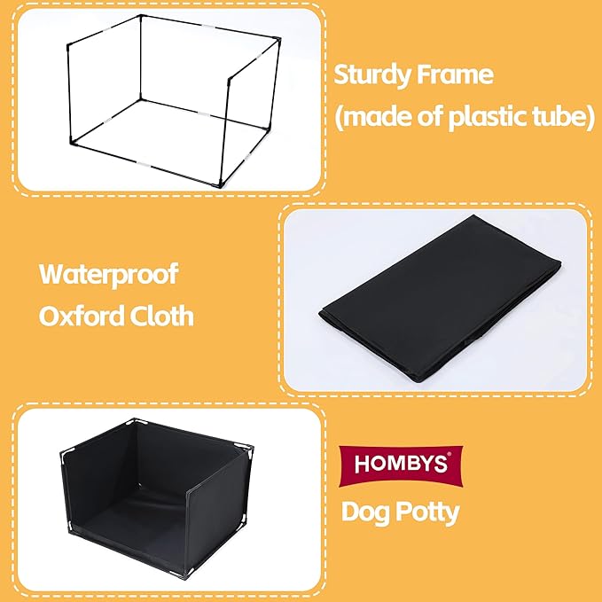 HOMBYS Dog Pee Pad Holder with High Walls, No-Spill Indoor Potty for Large Dogs, Foldable Puppy Litter Box, Patent Pending (25.2" Lx21.3 Wx15.7 H)