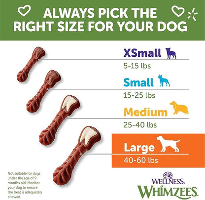 Whimzees Wellness Brushzees Dog Dental Treat, VOHC Accepted Chews, Freshens Breath, Large Size, 12.7 oz Bag, 6 Count