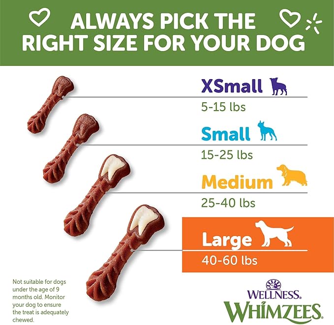 Whimzees Wellness Brushzees Dog Dental Treat, VOHC Accepted Chews, Freshens Breath, Large Size, 4.2 oz Bag, 2 Count