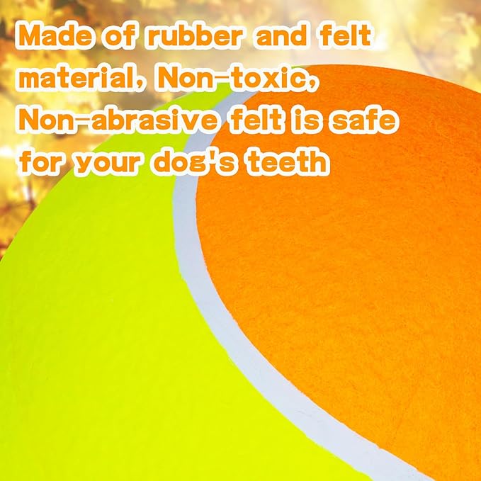 Banfeng Big Tennis Ball for Dogs, Giant Dog Tennis Ball Toy Large Outdoor Sports Gift for Small Medium Large Dog (Yellow Orange, 9.5 inch)