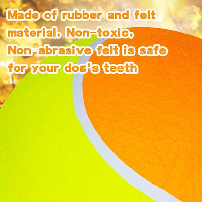 Banfeng Big Tennis Ball for Dogs, Giant Dog Tennis Ball Toy Large Outdoor Sports Gift for Small Medium Large Dog (Yellow Orange, 9.5 inch)