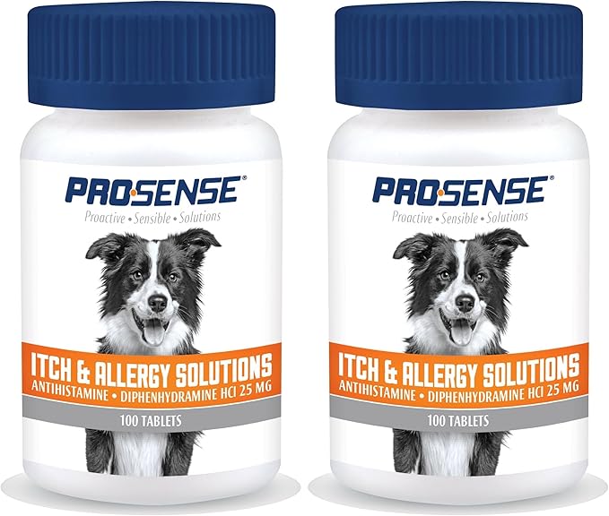Pro-Sense Itch and Allergy Solutions, for Dogs, Antihistamine, 100 Count (Pack of 2)