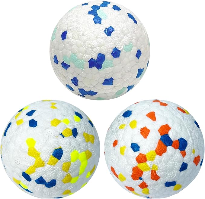 CAISHOW 3Pack Dog Ball Toys Indestructible Dog Ball Float On Water Fetch Bouncy Durable Solid Rubber Ball for Puppy Small and Medium Dogs Playing Toys (3Pcs-2.55'')