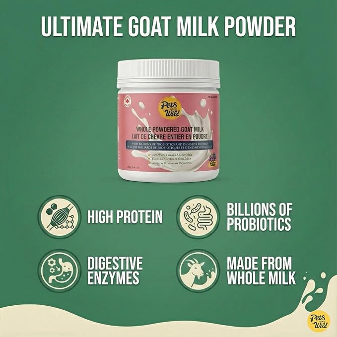 Pets Gone Wild | Goat Milk Powder with Cranberry & Blueberry | Non-GMO & Picky Eater Friendly | Nutrient-Dense Supplement for Daily Wellness & Hydration | 250 G