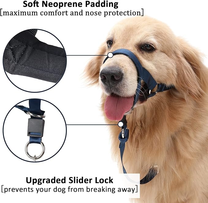 BARKLESS No-Pull Head Collar for Dogs Training & Walking Made Easy, Soft, Adjustable Dog Halter Harness with Safety Link- Put an End to Pulling on The Leash