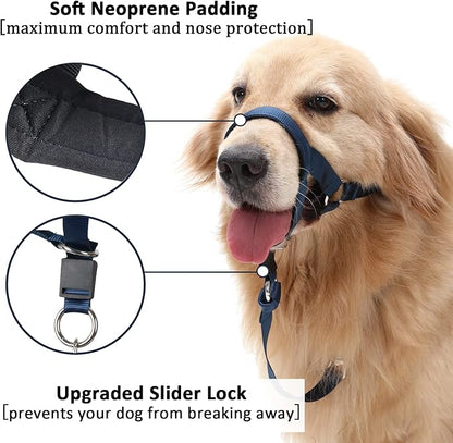 BARKLESS No-Pull Head Collar for Dogs Training & Walking Made Easy, Soft, Adjustable Dog Halter Harness with Safety Link- Put an End to Pulling on The Leash