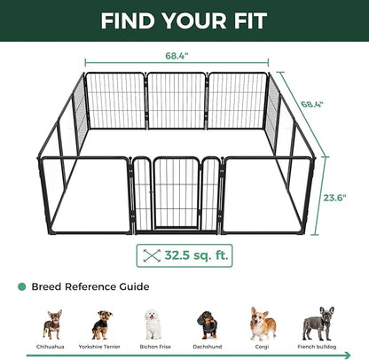 FXW AuraSpace Pro Acrylic & Wire Mesh Indoor Dog Playpen, 24" Height 12 Panels Metal Dog Pen for Puppies & Small Dogs, Black│Patented