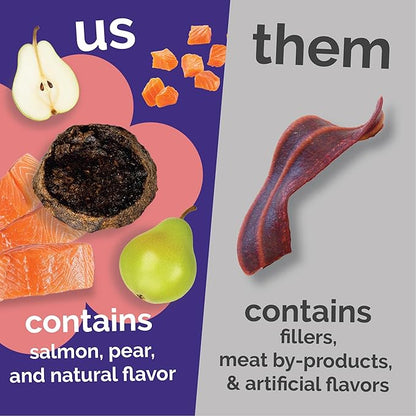 Fruitables Whole Jerky Bites, Healthy Dog Treats, Puppy Essentials, Jerky Dog Treats, Made in the USA, No Artificial Ingredients, Alaskan Salmon & Pear Flavor, 5oz (Pack of 2)