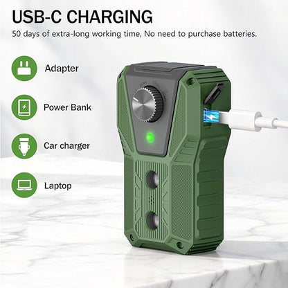 QHZ Solar-Powered Ultrasonic Bark Deterrent Device Solar and USB Charging Three-Mode Ultrasonic Bark Control Unit Suitable for Home/Garden/Farm Waterproof Outdoor Dog Bark Control Device (Green)