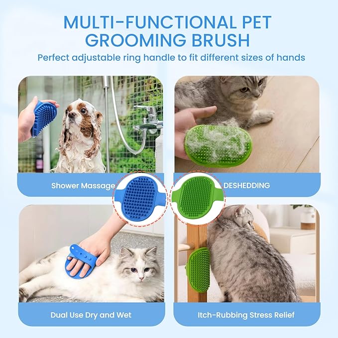 9-in-1 Pet Grooming Kit:Deshedding Brushs,Massage Gloves Brush,Silicone Finger Toothbrushes,Shampoo Bath Brushs,Slicker Brush – Complete Grooming Set for Dogs, Cats, and Small Animals