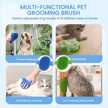 9-in-1 Pet Grooming Kit:Deshedding Brushs,Massage Gloves Brush,Silicone Finger Toothbrushes,Shampoo Bath Brushs,Slicker Brush – Complete Grooming Set for Dogs, Cats, and Small Animals