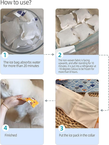 Hosiwei Dog Cooling Collar with Ice Packs - Adjustable Pet Cooling Bandana for Summer, Reusable & Freezable Neck Wrap Scarf for Dogs - Hot Weather Chill Out Accessory