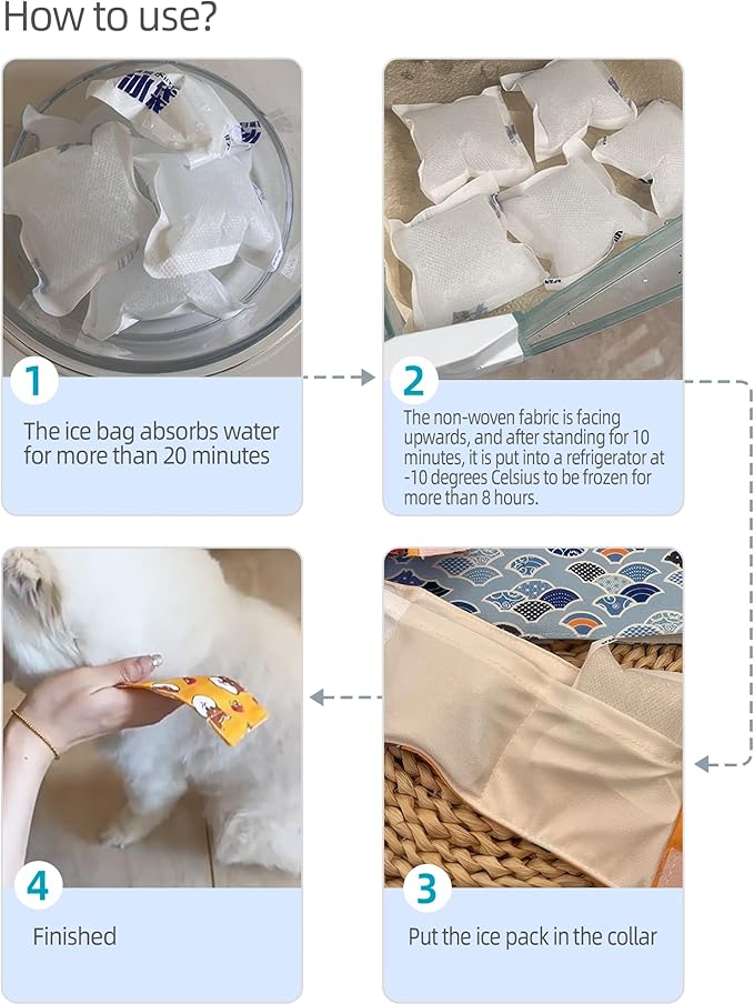 Hosiwei Dog Cooling Collar with Ice Packs - Adjustable Pet Cooling Bandana for Summer, Reusable & Freezable Neck Wrap Scarf for Dogs - Hot Weather Chill Out Accessory