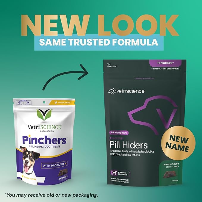 VETRISCIENCE Extra Large Pinchers Pill Hiders Chews, Non-Greasy Pill Wrap with Probiotics for Dogs, Disguise Pills, Capsules and Tablets, Soft and Chewy, Gut and Immune Health, Chicken, 2 Pack