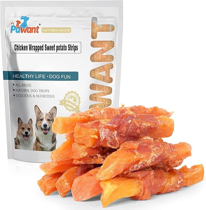 Soft Dog Treats Chicken Sweet Potato Sticks Puppy Easy to Digest Training Snacks Chicken Wrapped Sweet Potato 1lb/454g
