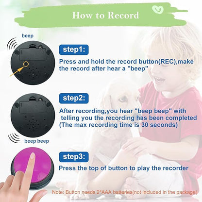 Gelabur Set of 6 Dog Buttons for Communication, Voice Recordable Buttons for Classroom, Dog Training Talking Buttons Starter Set, Pet Easy Speaking Buttons Tools