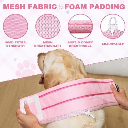 Arblina Soft Dog Cone Collar After Surgery,2-in-1 Adjustable Sponge Recovery Collar to Stop Licking Biting Wounds, Pet Elizabethan Dog Cone Alternative with Shield, L
