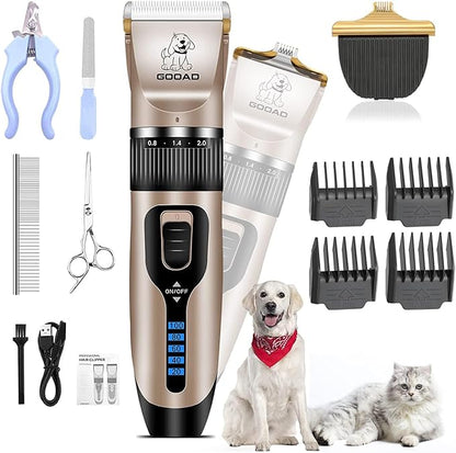 Dog Clippers for Grooming,Dog Grooming Kit for Heavy Thick Hair&Coats/Low Noise Rechargeable Cordless Hair Trimmer/Pet Shaver with Paw Trimmer for Small & Large Dogs Cats