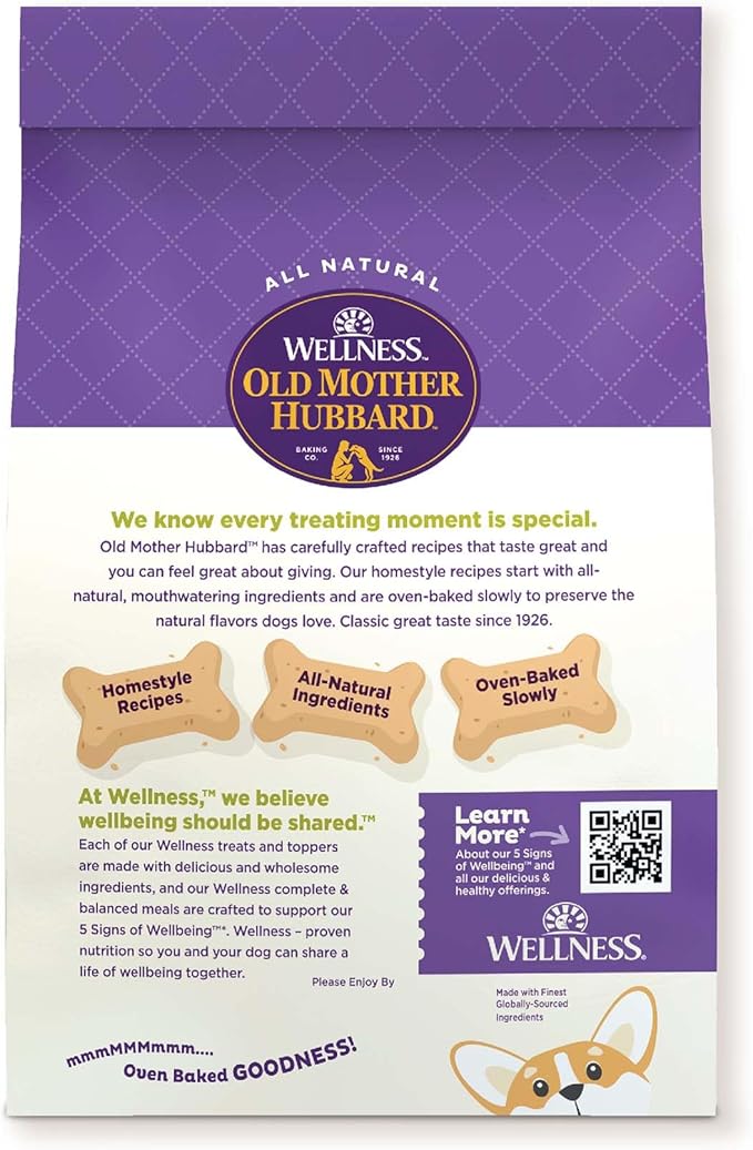 Wellness Old Mother Hubbard Classic Just Vegg'n Dog Biscuits, Natural Training Treats, Sweet Potato, Oats, Apple and Carrot Flavor, Small Size, 3.3 lb Bag