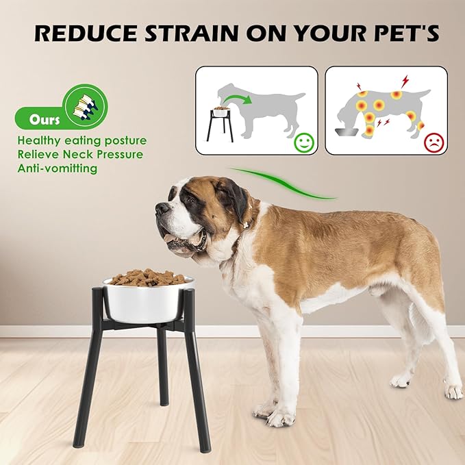 Dog Bowl Stand for Large Dogs, Adjustable Width 7-10.6" Elevated Dog Bowls，13.7in Tall Raised Food Water Stand, Single Holder, Bowl Not Included