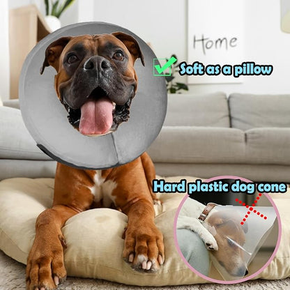 Inflatable Dog Cone Collar After Surgery, Soft Dog Neck Donut Collar, Blow up Donut E-Collar for Small Medium Large Dogs and Cats, Dogs Recovery Cone Alternative