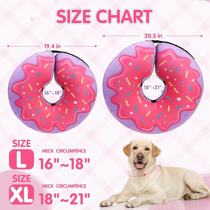 EXPAWLORER Large Widen Soft Dog Cone Collar - Inflatable Dog Neck Donut Collar Alternative After Surgery to Stop Licking,Adjustable Protective Recovery E Collar(Purple)