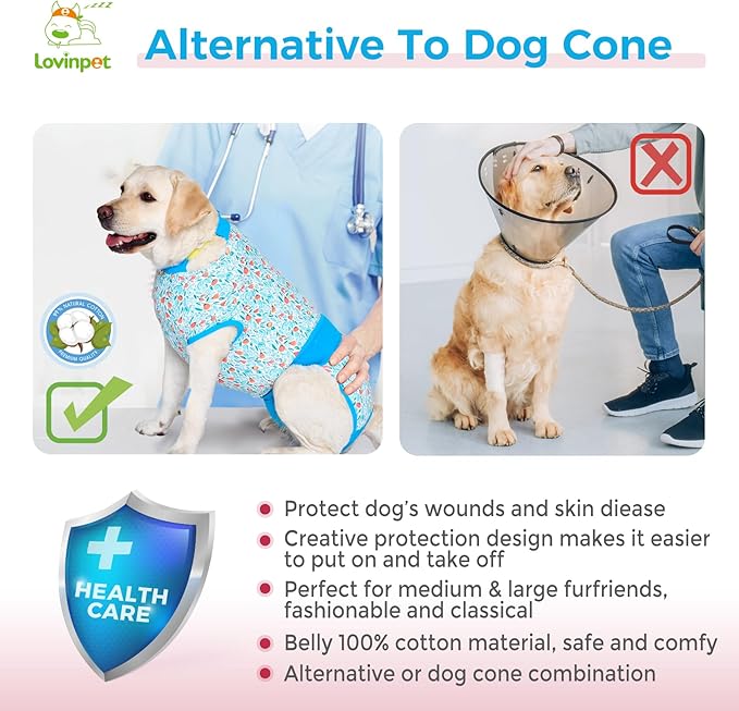 LovinPet Surgery Suit for Dogs - Dog Surgery Recovery Suit Female & Male Anti-Licking Protection Full Body Coverage for Anti-Shedding