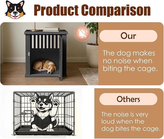 30 INCH Small Dog Crate Furniture Lockable Dog Kennel Indoor Dog Cage Heavy Duty Decorative Plastic Pet Cage End Table for Small/Medium Dogs, Black