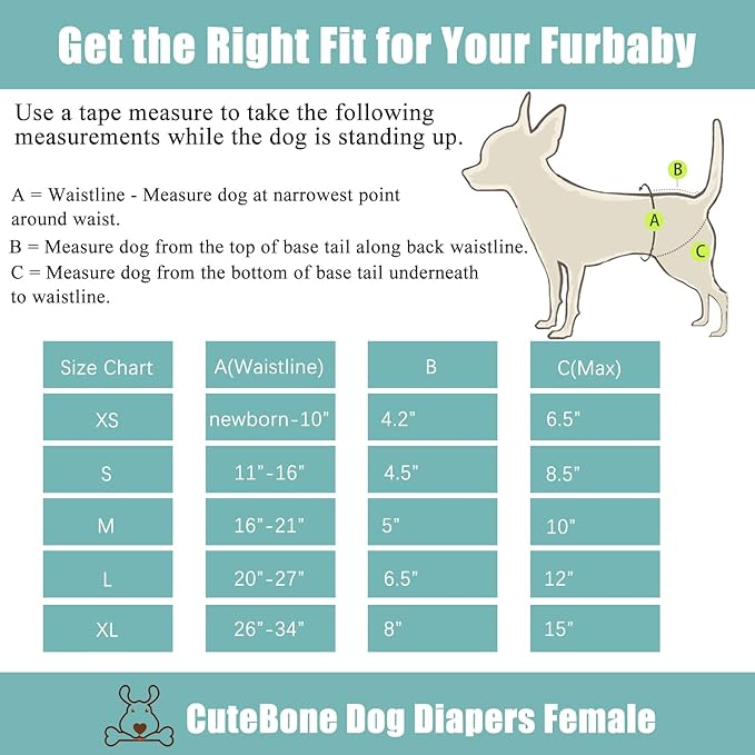 CuteBone Dog Diapers Female Washable Small Medium Large 3 Pack Reusable Doggie Diapers Puppy Period Pants for Doggy Heat Cycle Peeing