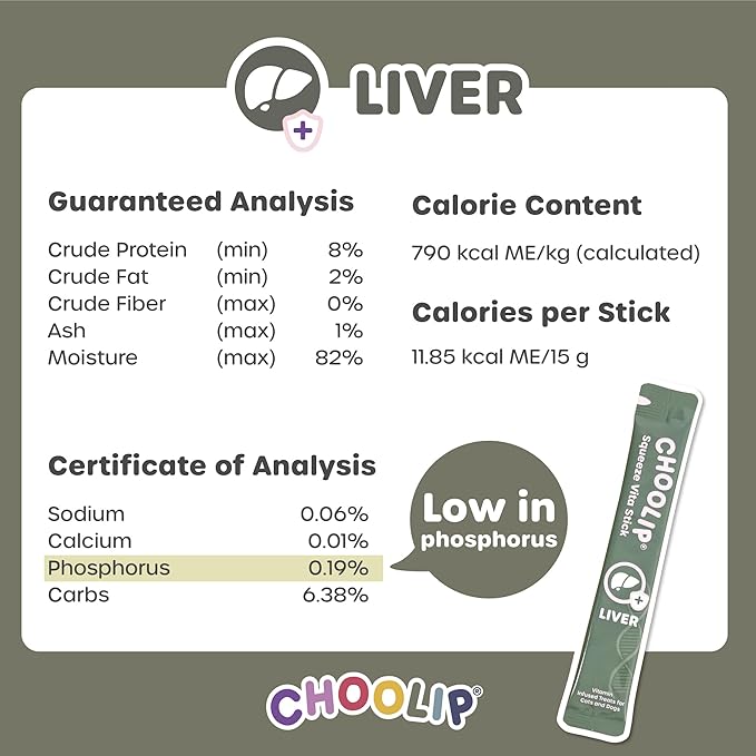 Choolip Squeeze Vita Stick Lickable Cat and Dog Treats, 7-Count Liver Support, Salmon and Lobster with Milk Thistle, CoQ10 and Vitamin E, Vet-Formulated