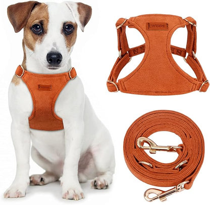 CHEDE No Pull Puppy Harness and Multifunction Dog Leash Set- 8 Colors Soft Adjustable No Choke Escape Proof Cute,Lightweight Pet Vest Harness for Small and Medium Dog (S, Khaki)