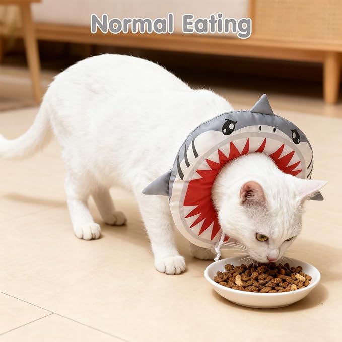 BEAUTYZOO Cat Cone Collar Soft, Cat Donut Recovery Collar after Surgery to Stop Licking, Kitten E Collars Neck Pillow Cone for Cats, Adjustable Elizabeth Pet Collars for Puppy Small Dogs, Grey Shark M