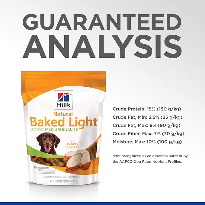 Hill's Natural Baked Light Biscuit Treats for Medium-Sized Dogs, Chicken, 8 oz. Bag