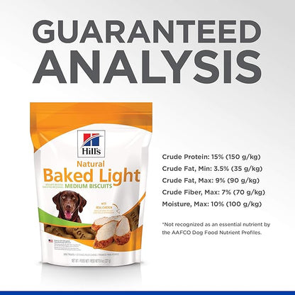 Hill's Natural Baked Light Biscuit Treats for Medium-Sized Dogs, Chicken, 8 oz. Bag